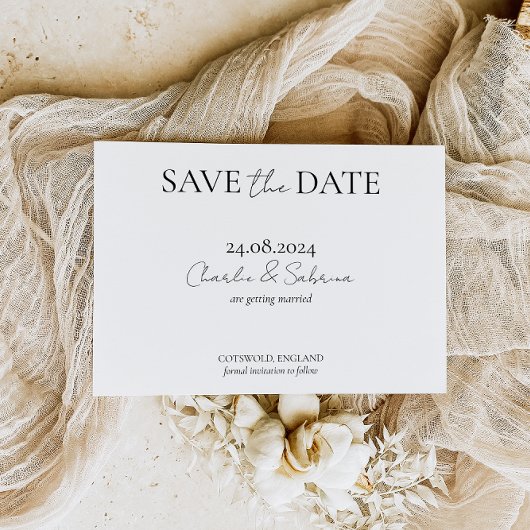 Eenvoudig Klassiek Zwart-wit Save the Date