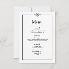 Eenvoudig Klassiek Zwart Wit Trouwmenu Kaart