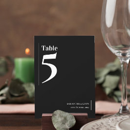 Eenvoudig Klassiek Zwart Wit Trouwtafel Nummer Bedankkaart