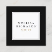 Eenvoudig Klassiek Zwart-wit Vierkante Visitekaartje (Voorkant)