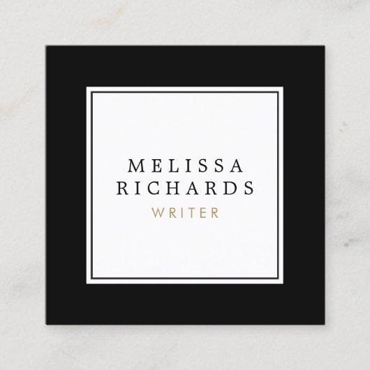 Eenvoudig Klassiek Zwart-wit Vierkante Visitekaartje (Voorkant)