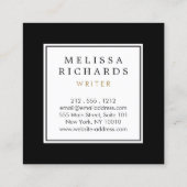 Eenvoudig Klassiek Zwart-wit Vierkante Visitekaartje (Achterkant)