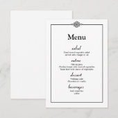 Eenvoudig Klassiek Zwart Witte Trouwmenu Kaart (Voorkant / Achterkant)