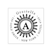 Eenvoudig Klassieke Cirkelmonogram Retouradres Rubberstempel (Afrduk)