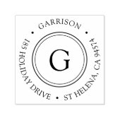 Eenvoudig Klassieke Cirkelmonogram Retouradres Zelfinktende Stempel (Design)