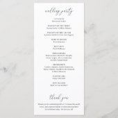 Eenvoudig Klassieke witte legante bruiloft Programmakaart (Achterkant)