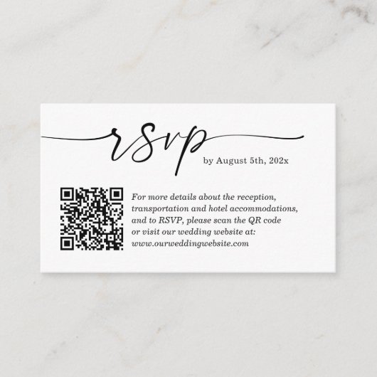 Eenvoudig kleine bruiloft RSVP Website QR Code Informatiekaartje (Voorkant)