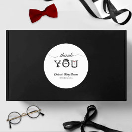 Eenvoudig kleine heer Baby shower Schattige Dank u Ronde Sticker