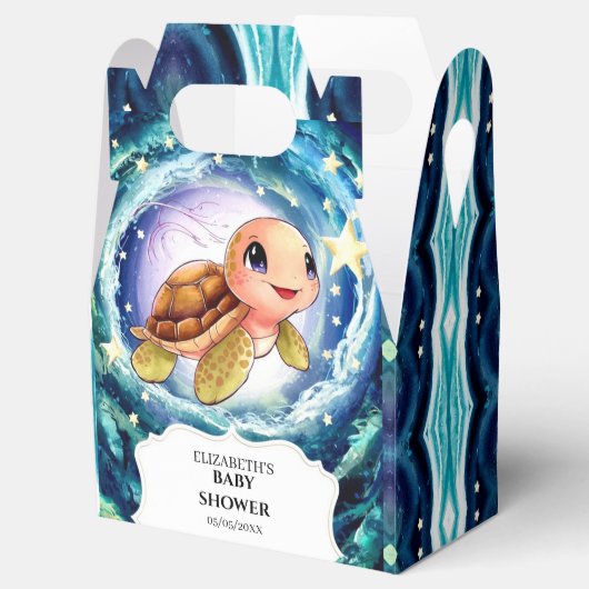 Eenvoudig kleine schildpad Baby shower Bedankdoosjes (Geopend)