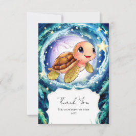 Eenvoudig kleine schildpad Baby shower Bedankkaart