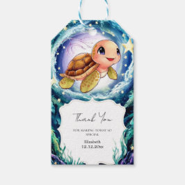 Eenvoudig kleine schildpad Baby shower Cadeaulabel