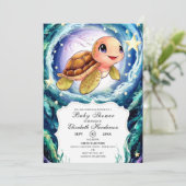 Eenvoudig kleine schildpad Baby shower Kaart (Staand voorkant)