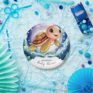 Eenvoudig kleine schildpad Baby shower Papieren Bordje