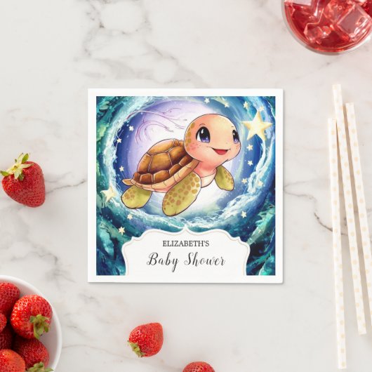 Eenvoudig kleine schildpad Baby shower Servet (Insitu)