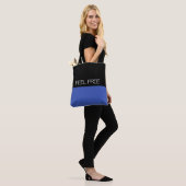 Eenvoudig kleuren: BLUE en jouw tekst Tote Bag (Op model)