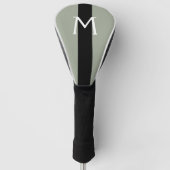 Eenvoudig kleuren en stripe zwart + uw Monogram Golfheadcover (Voorkant)