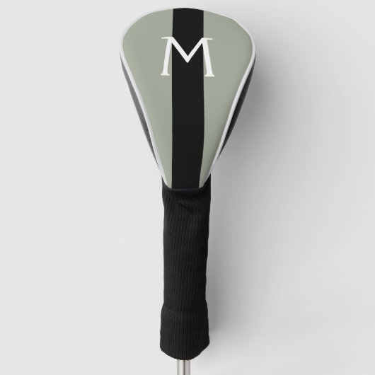 Eenvoudig kleuren en stripe zwart + uw Monogram Golfheadcover (Voorkant)