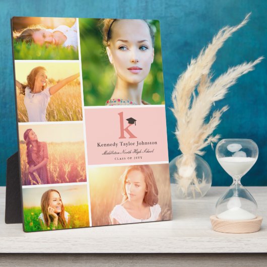 Eenvoudig kleurenblok Monogram 6 Foto Afstuderen Fotoplaat (Zijkant)