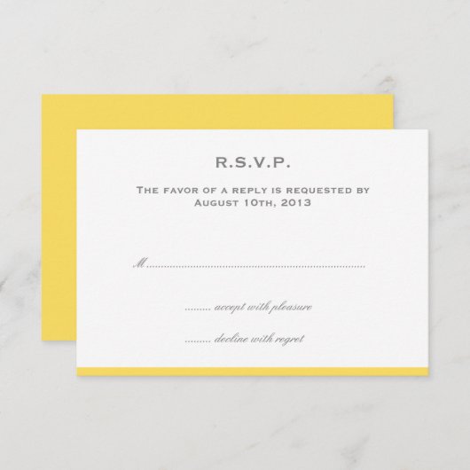 Eenvoudig kleurengrens gele trouwreactie rsvp reac (Voorkant / Achterkant)