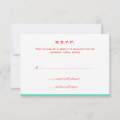 Eenvoudig kleurengrens rode blauwgroen bruiloft re RSVP kaartje (Voorkant)
