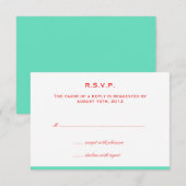Eenvoudig kleurengrens rode blauwgroen bruiloft re RSVP kaartje (Voorkant / Achterkant)