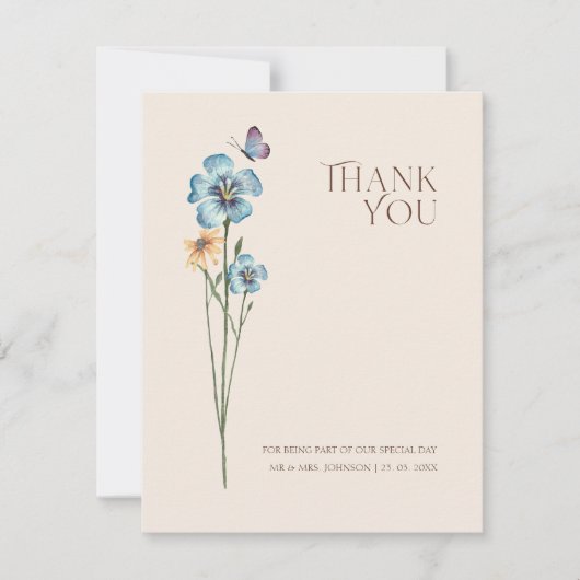 Eenvoudig kleurig bloemenhuwelijk bedankkaart (Voorkant)