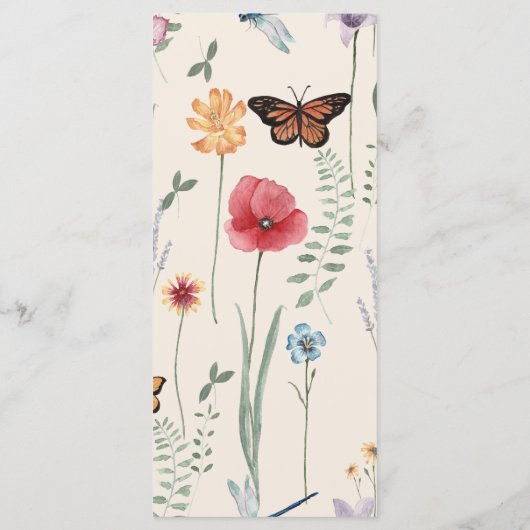 Eenvoudig kleurig bloemenhuwelijk menu (Achterkant)