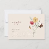Eenvoudig kleurig bloemenhuwelijk RSVP kaartje (Voorkant)