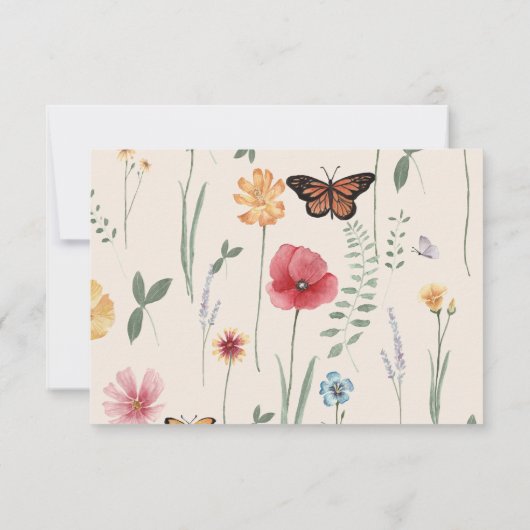 Eenvoudig kleurig bloemenhuwelijk RSVP kaartje (Achterkant)