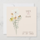Eenvoudig kleurig bloemenhuwelijk save the date (Voorkant)