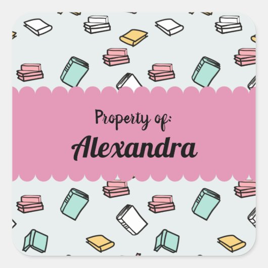 Eenvoudig kleurig boekenpatroon, aangepast label (Voorkant)