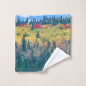 Eenvoudig kleurig bos bomen acrylwerk | bad handdoek (Wasdoekje)