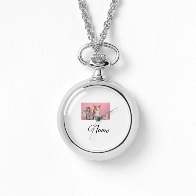 Eenvoudig kleurig dier voegt naamplaatje toe, aang horloge (Voorkant)