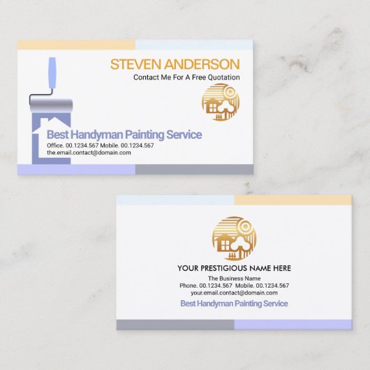 Eenvoudig kleurig, kleurloos, rolpenseel visitekaartje (Voorkant / Achterkant)