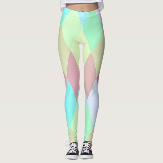 Eenvoudig kleurig pastel Harlequin | Leggings (Voorkant)
