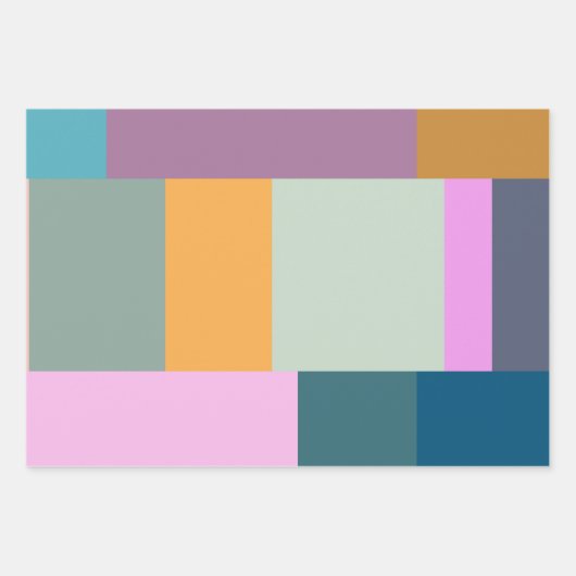 Eenvoudig kleurig patchwork-ontwerp voor geometris inpakpapier vel (Voorkant 3)