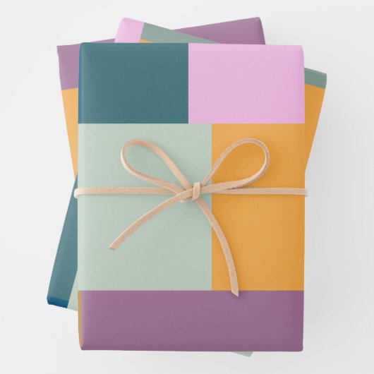 Eenvoudig kleurig patchwork-ontwerp voor geometris inpakpapier vel (In situ)