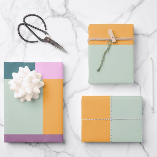 Eenvoudig kleurig patchwork-ontwerp voor geometris inpakpapier vel (Voorkant)