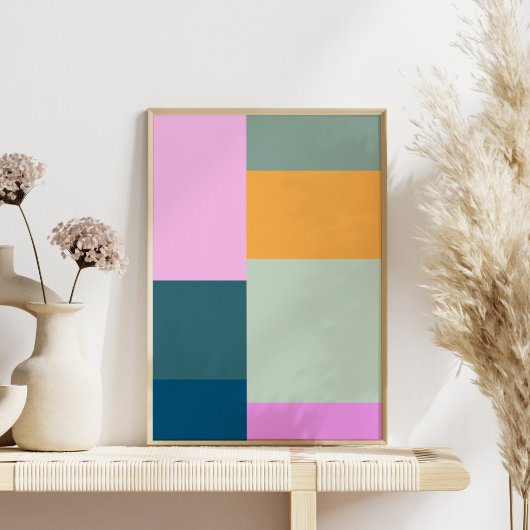 Eenvoudig kleurig patchwork-ontwerp voor geometris poster