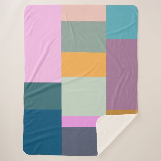 Eenvoudig kleurig patchwork-ontwerp voor geometris sherpa deken (Voorkant)