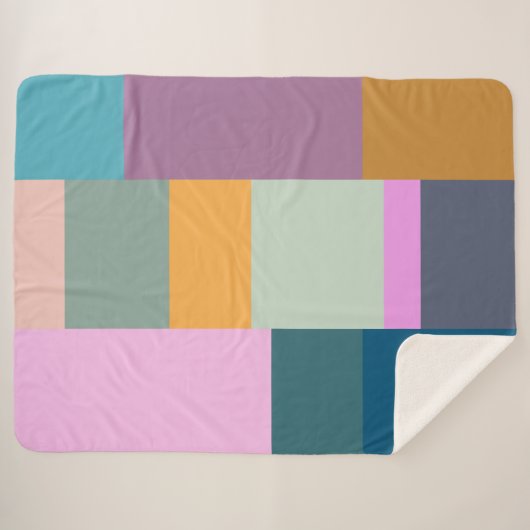 Eenvoudig kleurig patchwork-ontwerp voor geometris sherpa deken (Voorkant (horizontaal))