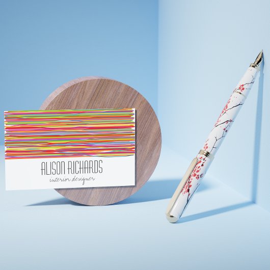 Eenvoudig kleurig regenboogstrepen binnenontwerp visitekaartje