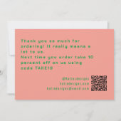 Eenvoudig kleurig Roze Kelly Groene Kleine Onderne Bedankkaart (Achterkant)