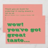 Eenvoudig kleurig Roze Kelly Groene Kleine Onderne Bedankkaart (Voorkant / Achterkant)