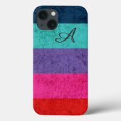 Eenvoudig kleurig Stripes-patroon Textiemonogram Case-Mate iPhone Case (Achterkant)