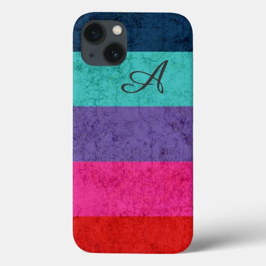 Eenvoudig kleurig Stripes-patroon Textiemonogram Case-Mate iPhone Case (Achterkant)