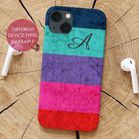 Eenvoudig kleurig Stripes-patroon Textiemonogram Case-Mate iPhone Case