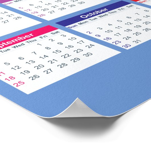 Eenvoudig, kleurrijk 2022-schema | POSTER (Hoek)