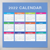 Eenvoudig, kleurrijk 2022-schema | POSTER (Voorkant)