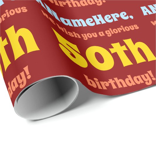 Eenvoudig, Kleurrijk 50e Verjaardag Verpakkingsdoc Cadeaupapier (Rol Hoek)